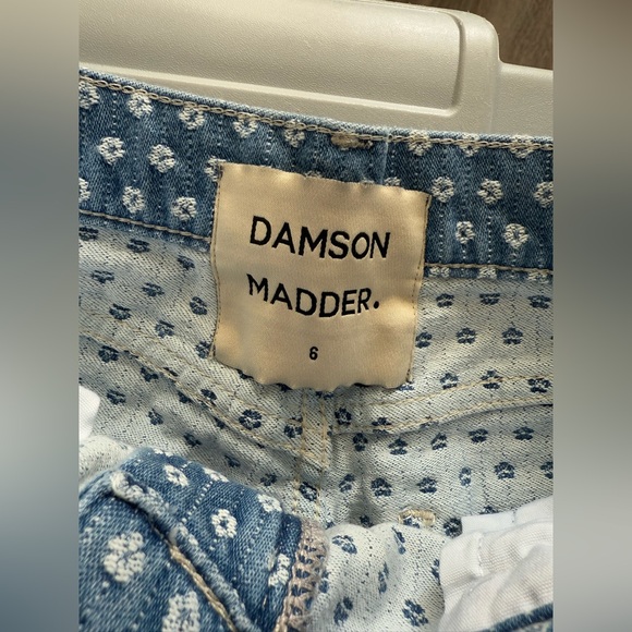 Damson Madder Maya Flower Jacquard Cargo Jeans in indigo blue co-ord UK 6 US 24 - Picture 8 of 14